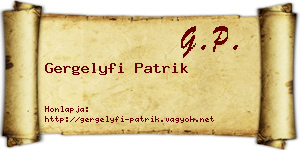 Gergelyfi Patrik névjegykártya